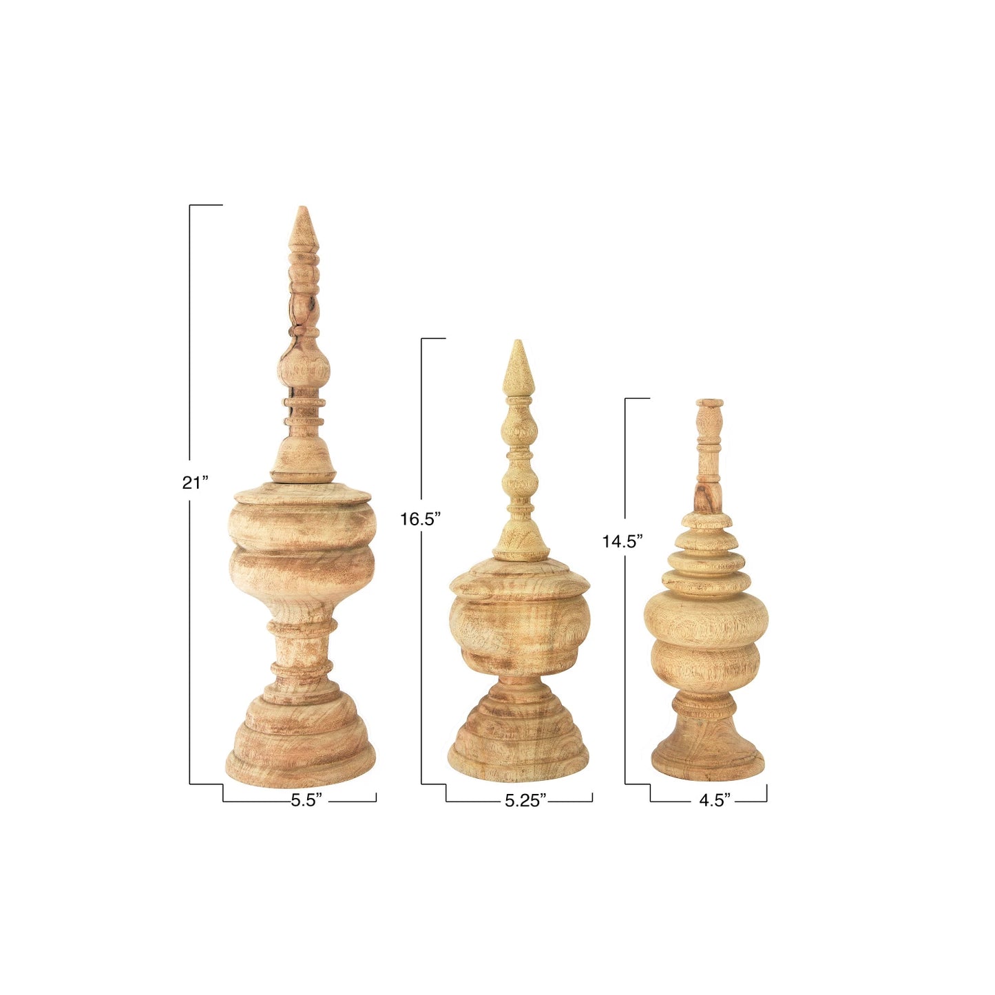 Carved Mango Wood Finial