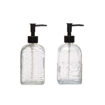 Embossed Glass Soap Dispenser with Pump