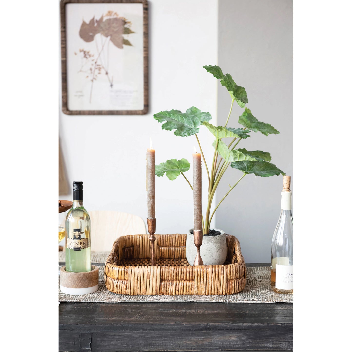 Hand-Woven Rattan Trays with Handles