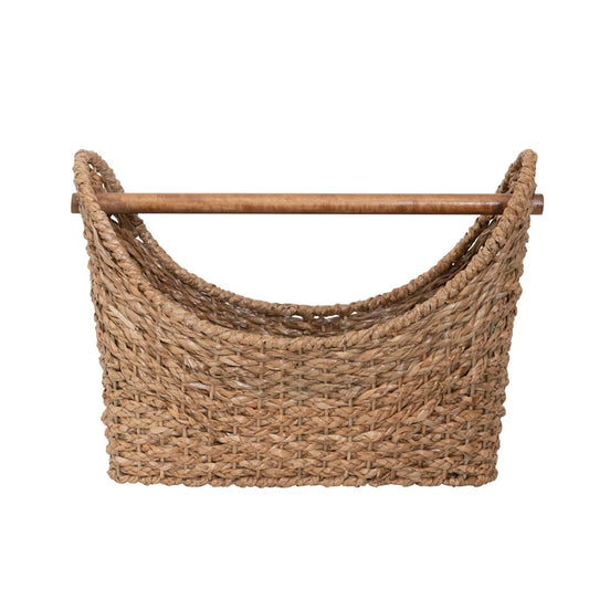 Oval Hand-Woven Bankuan Toilet Paper Basket w/ Wood Handle