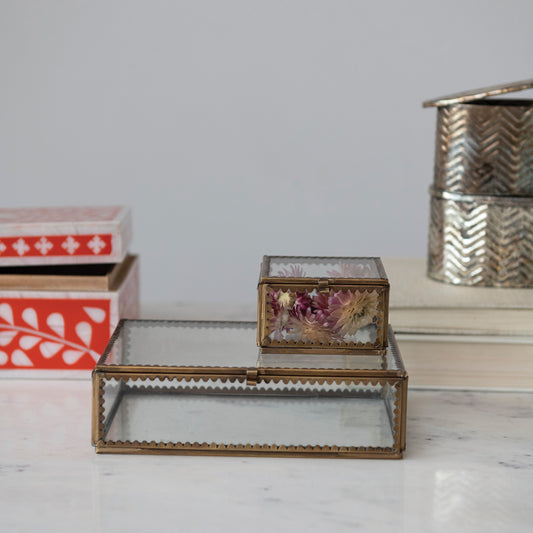 Brass & Glass Display Box w/ Scalloped Edges