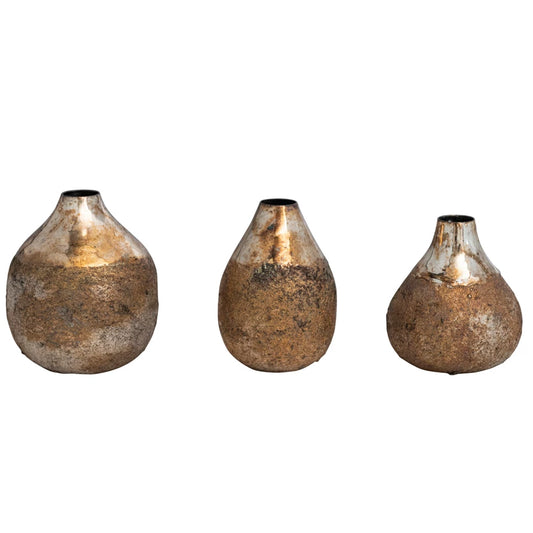 Burnt Gold Finish Metal Vases