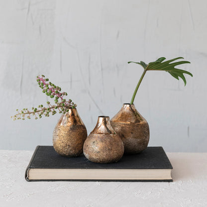 Burnt Gold Finish Metal Vases