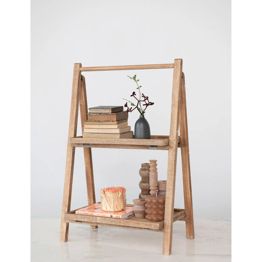 2-Tier Wood Folding Stand
