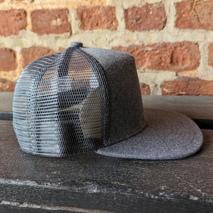 "Raised in a barn" Heather Gray Youth Cow Mesh Trucker Hat