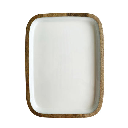 Enameled Mango Wood Tray