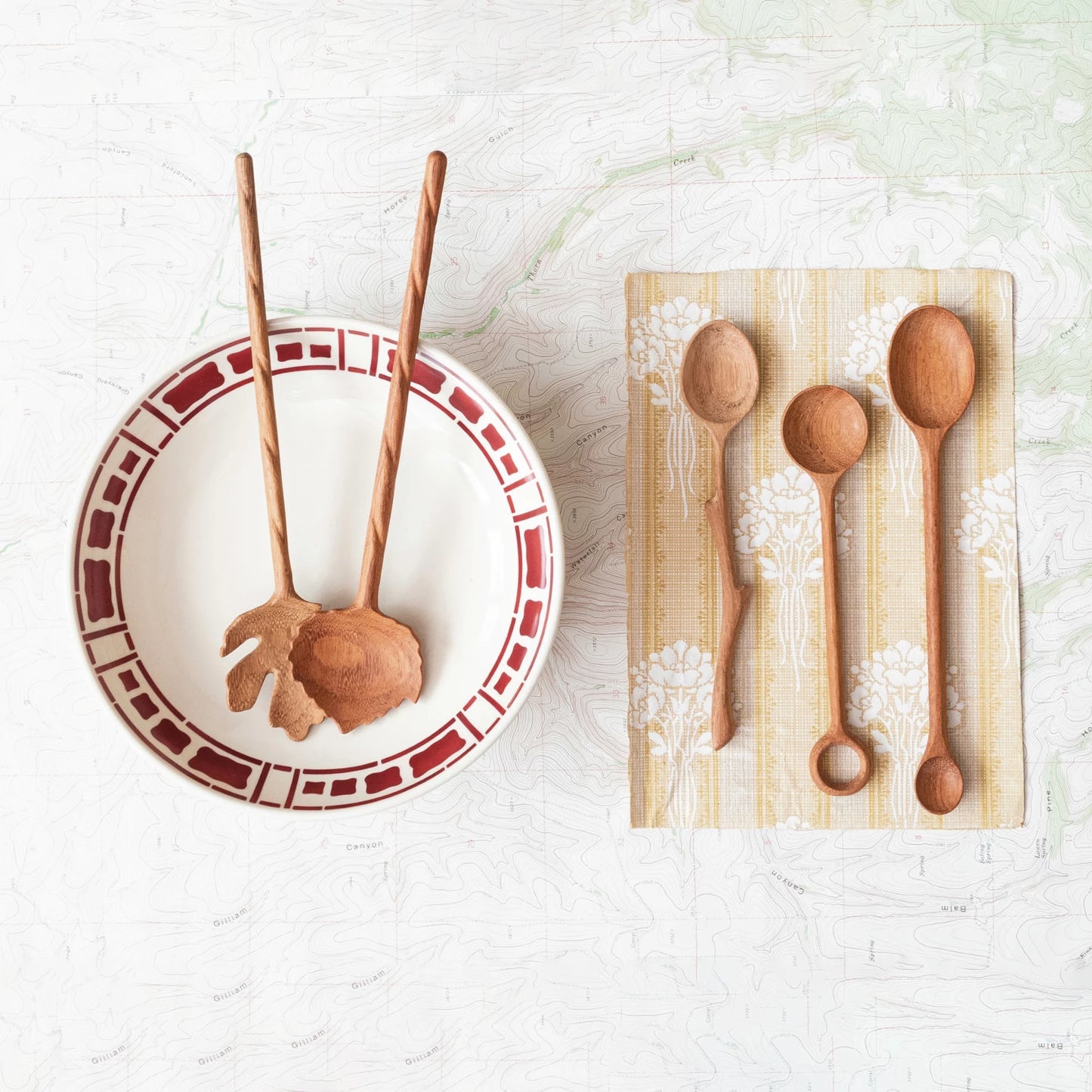 Carved Doussie Wood Spoon w/ Rounded Handle