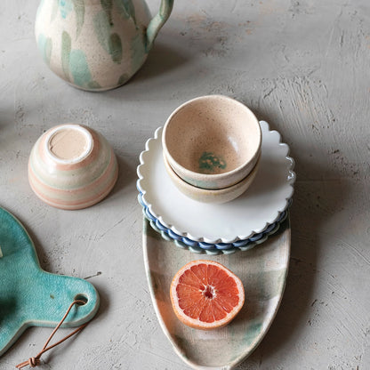 Scalloped Edge Stoneware Plate