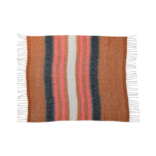 Brushed Acrylic & New Zealand Wool Throw w/ Stripes