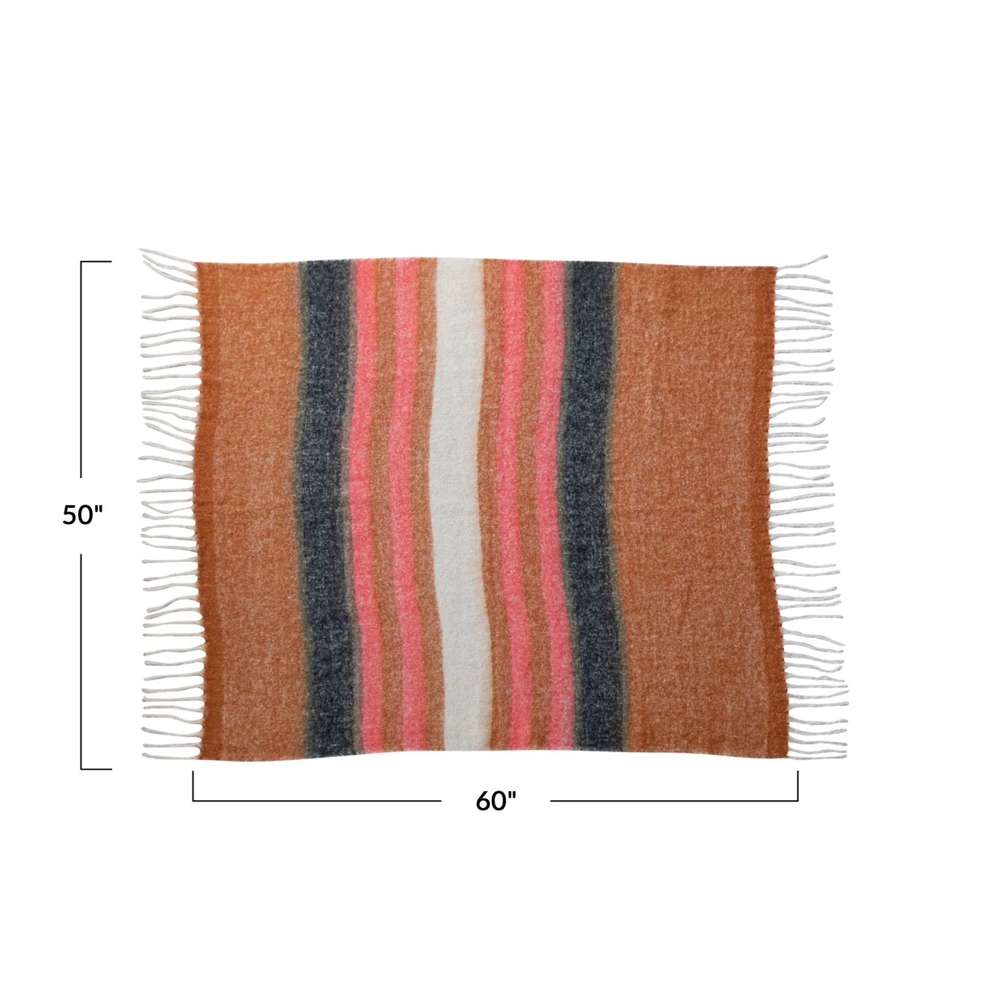 Brushed Acrylic & New Zealand Wool Throw w/ Stripes
