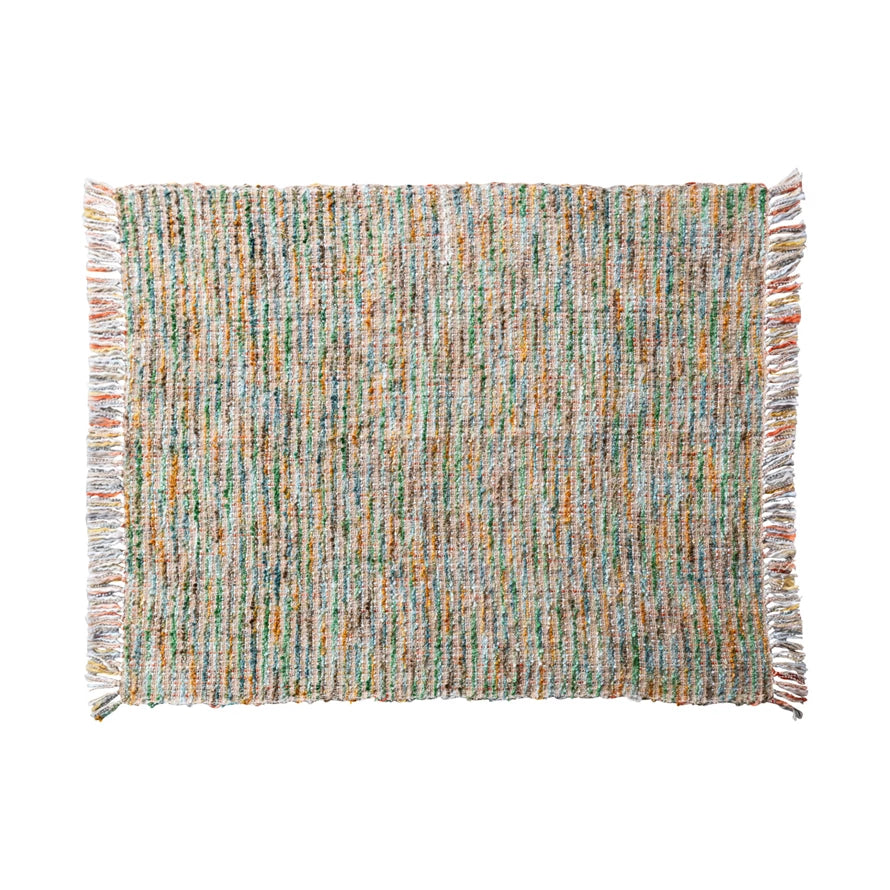 Woven Acrylic Blend Bouclé Throw w/ Fringe