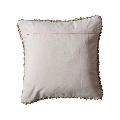 Natural Square Woven Cotton Blend Bouclé Pillow