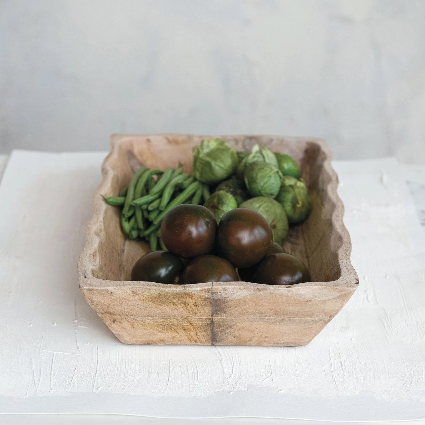 Mango Wood Tray w/ Scalloped Edge
