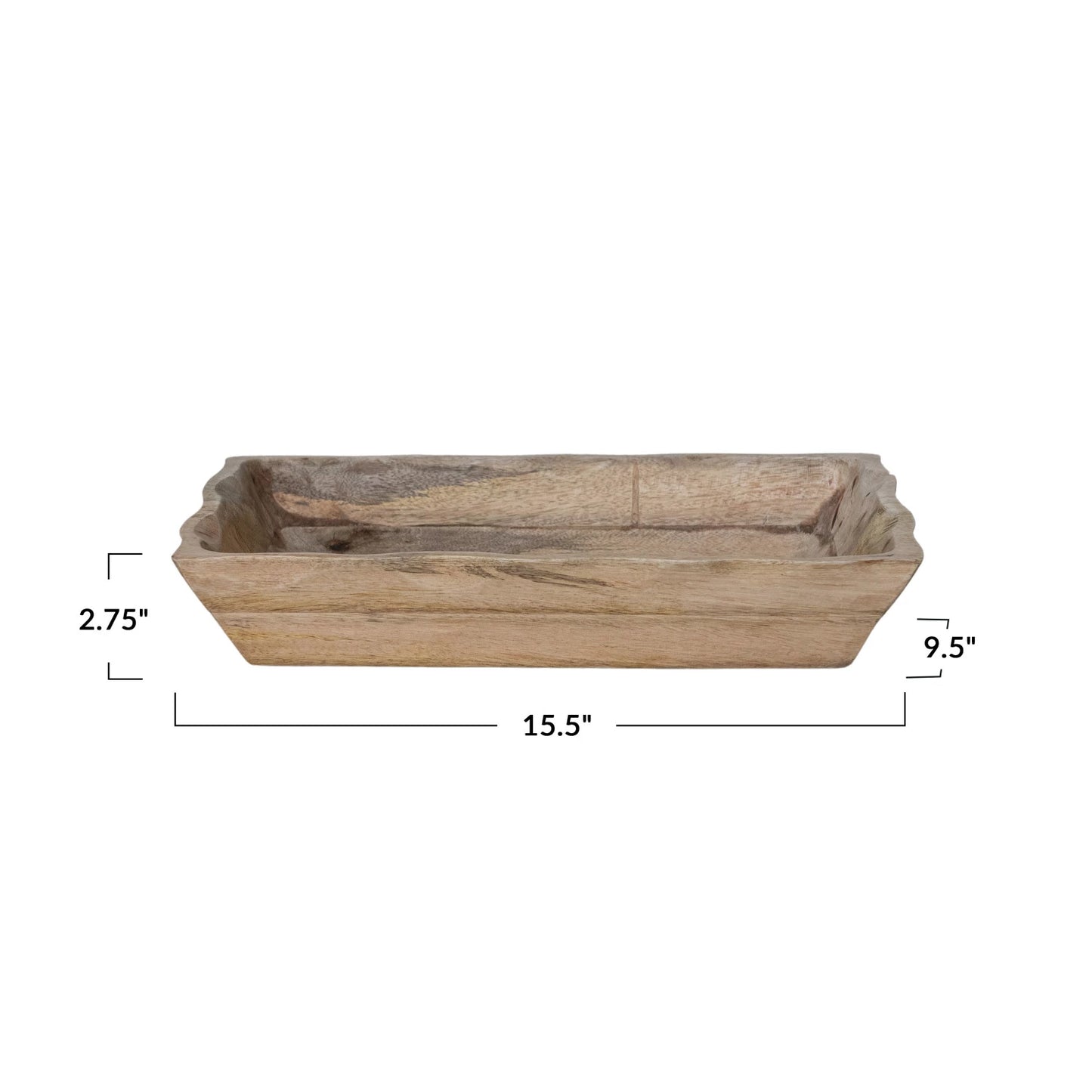 Mango Wood Tray w/ Scalloped Edge