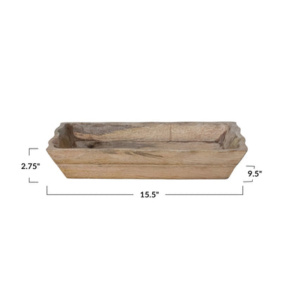 Mango Wood Tray w/ Scalloped Edge