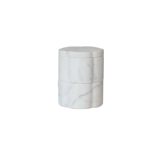 Marble Scalloped Stackable Pinch Pots w/ Lid