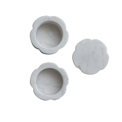 Marble Scalloped Stackable Pinch Pots w/ Lid