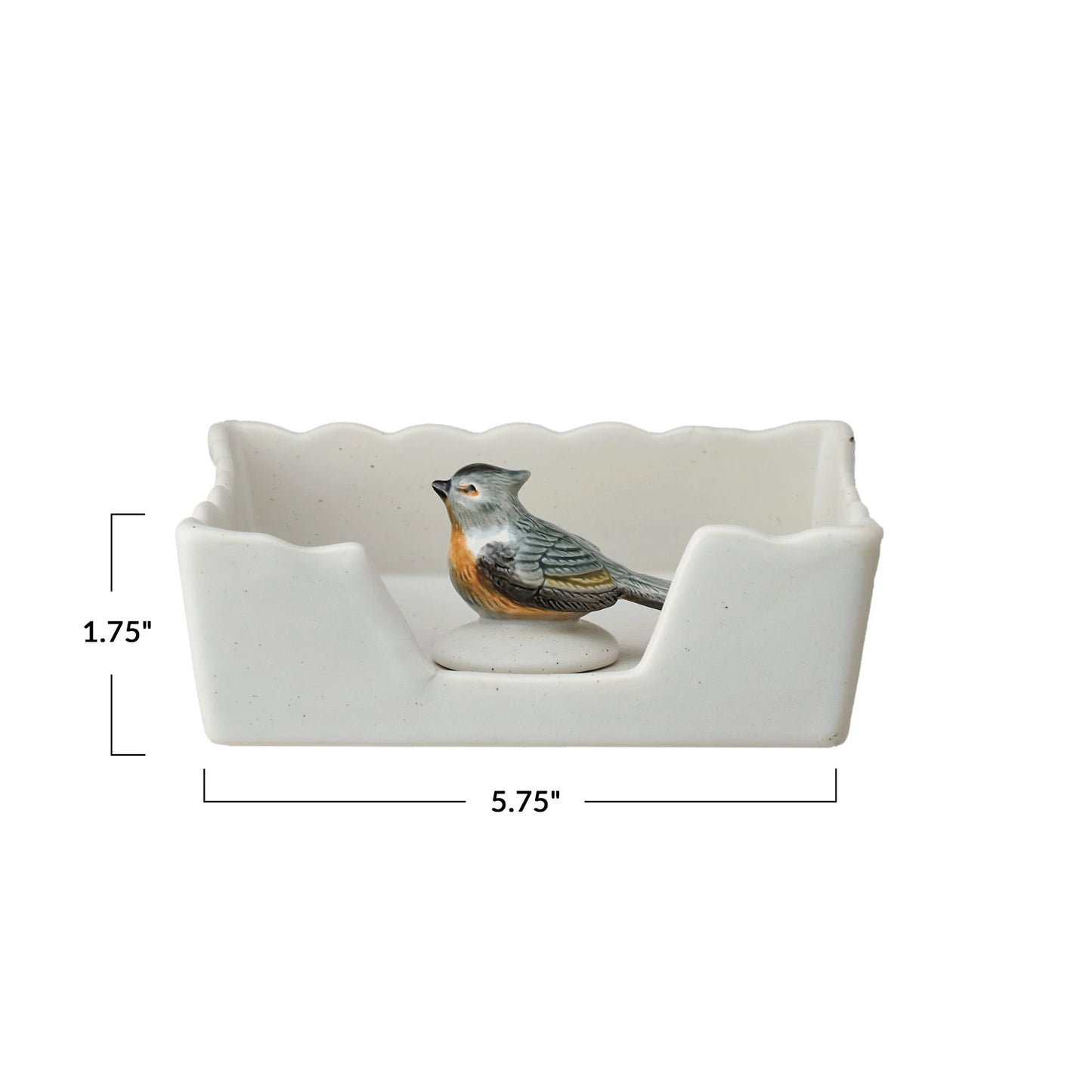 Stoneware Napkin Holder w/ Bird Shaped Weight