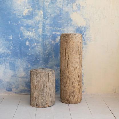 Found Wood Field Roller Pedestal/Plant Stand