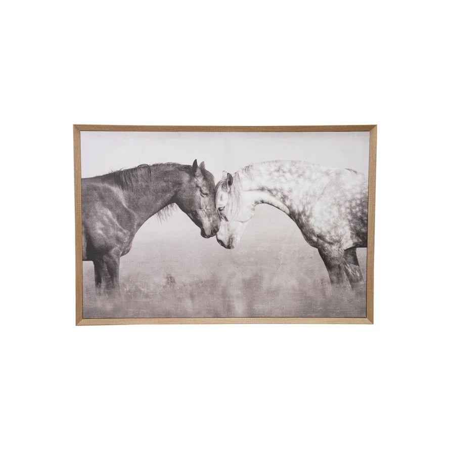 Wood Framed Canvas Wall Décor with Horse Photography