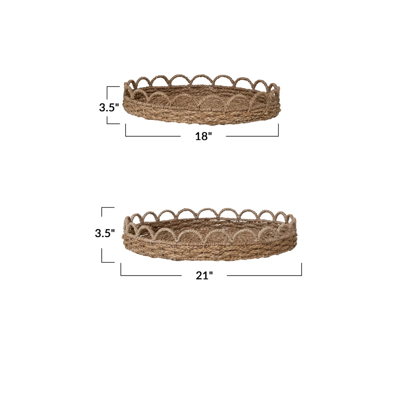 Decorative Woven Seagrass Scalloped Trays
