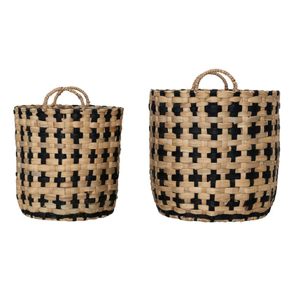 Woven Water Hyacinth Baskets w/ Handles