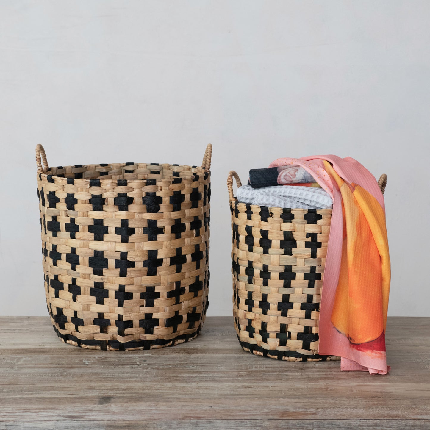 Woven Water Hyacinth Baskets w/ Handles