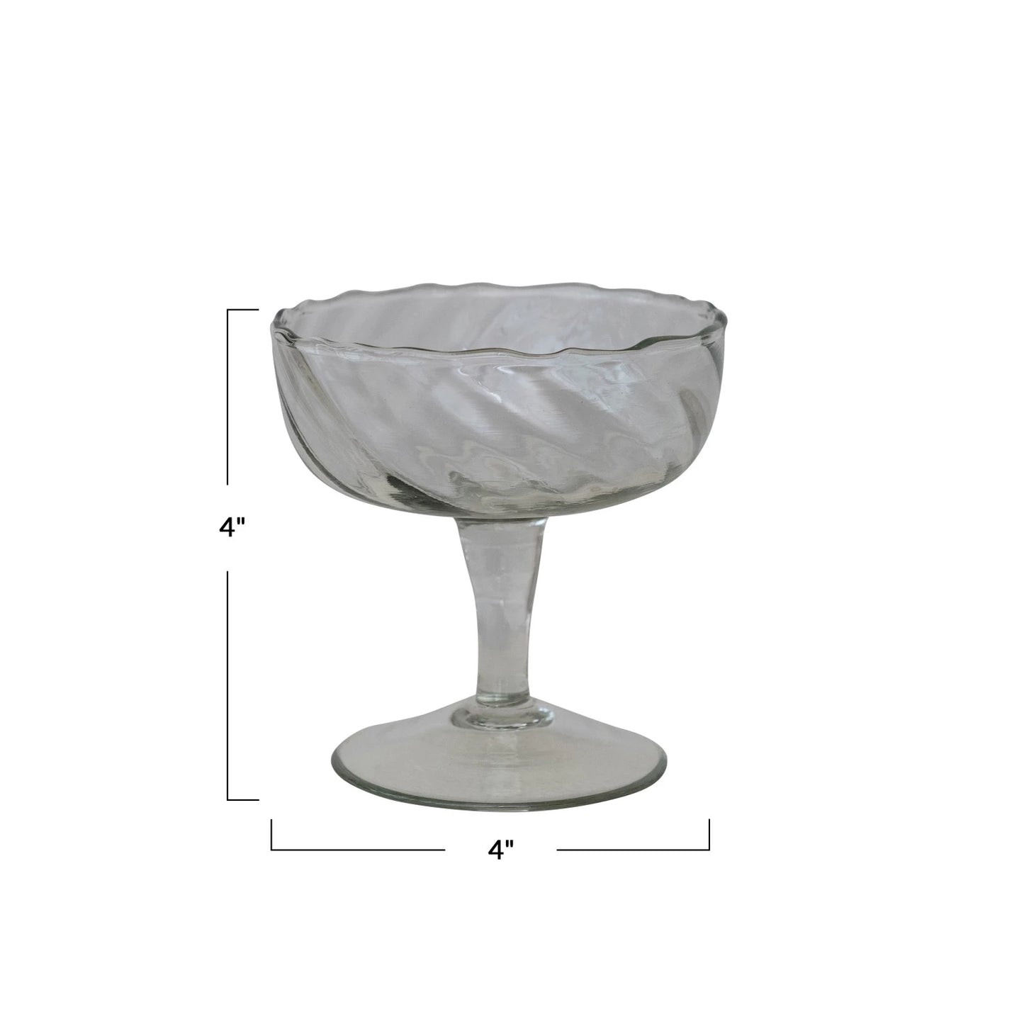Hand-Blown Twisted Stemmed Coupe Glass