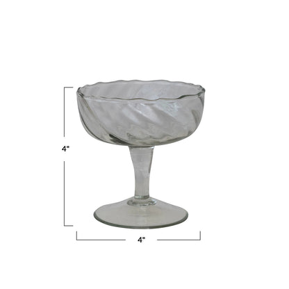 Hand-Blown Twisted Stemmed Coupe Glass