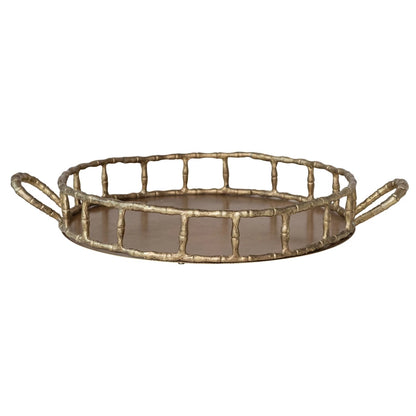 Cast Aluminum Faux Bamboo Tray w/ Handles