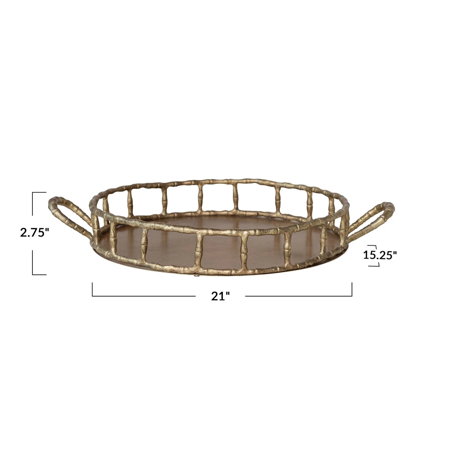 Cast Aluminum Faux Bamboo Tray w/ Handles
