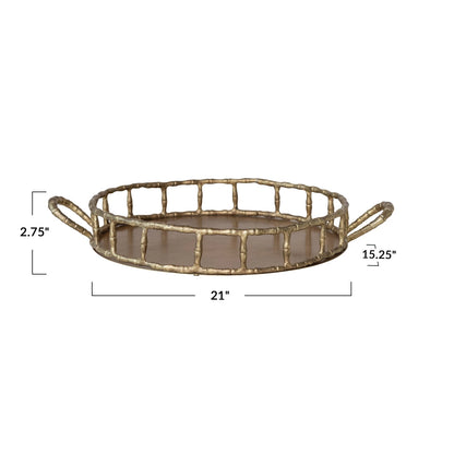Cast Aluminum Faux Bamboo Tray w/ Handles