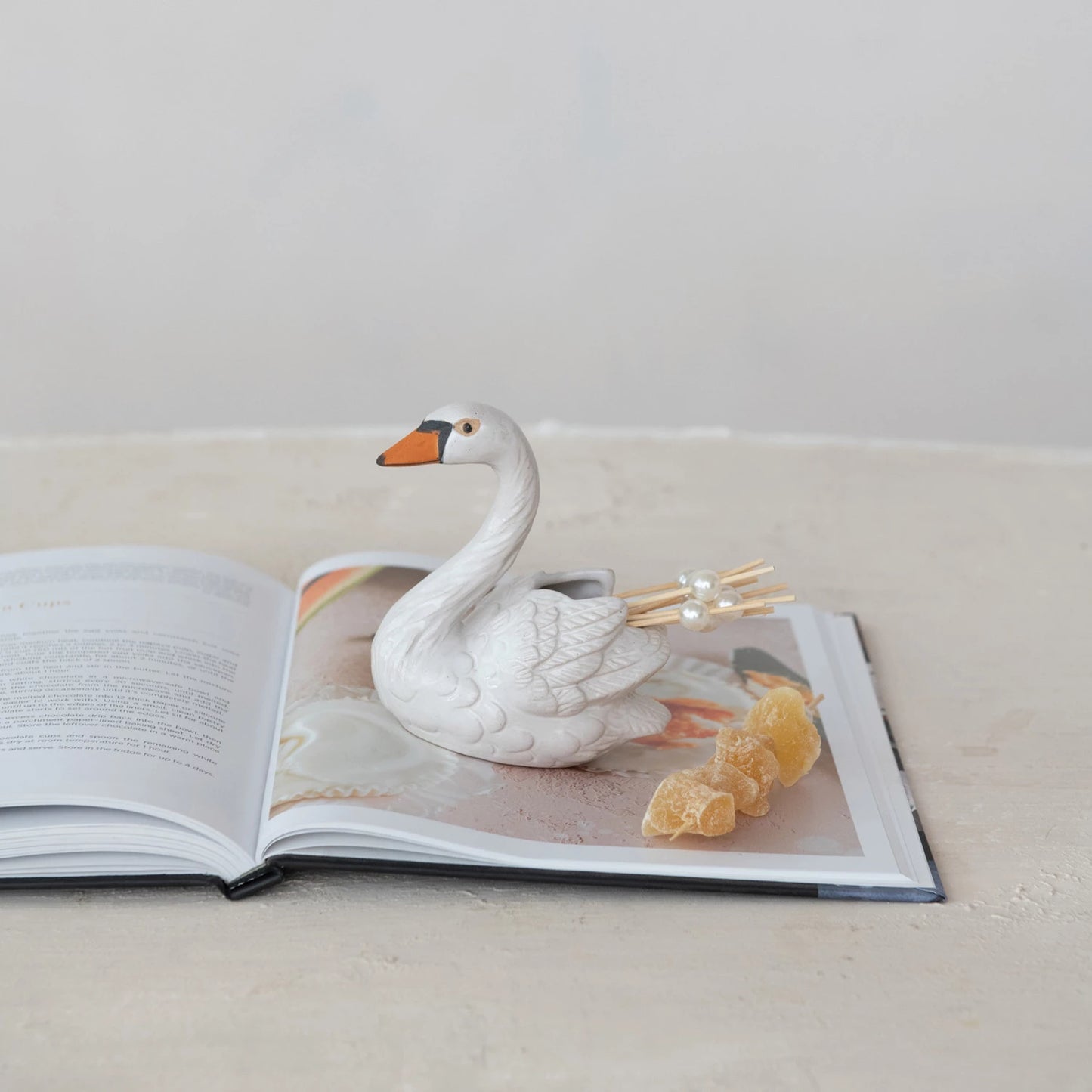 Stoneware Swan Shaped Toothpick Holder