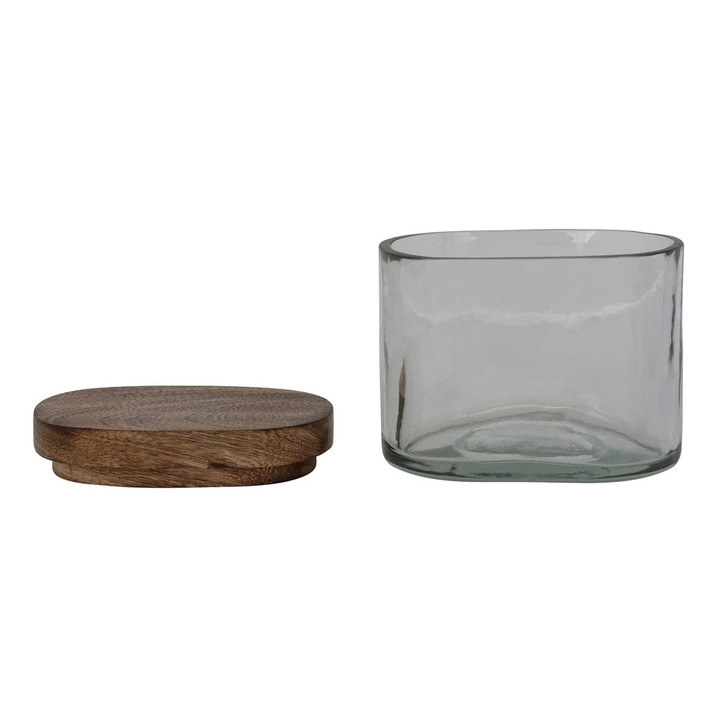 Hand-Blown Glass Jar with Mango Wood Lid