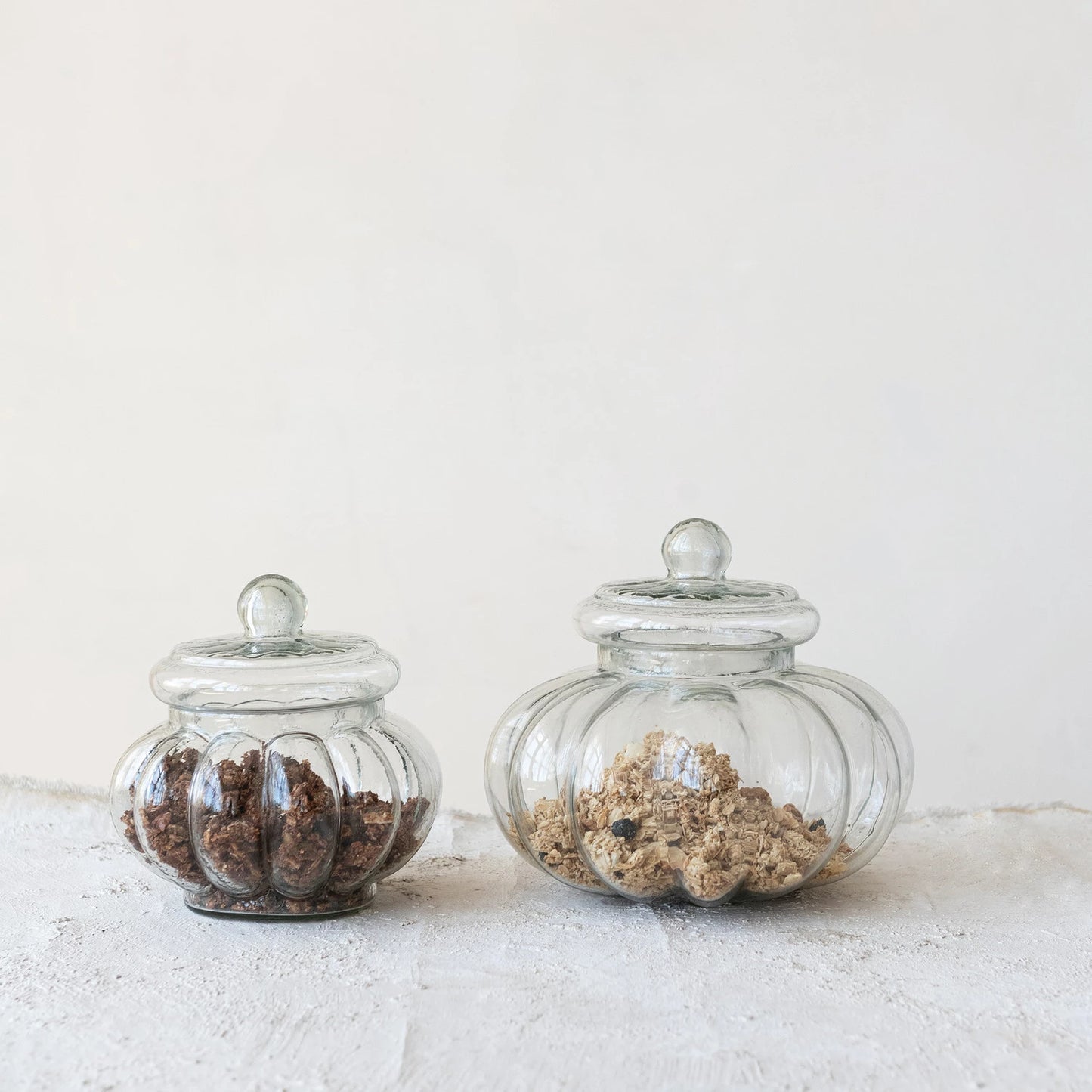Ribbed Glass Jars with Lid