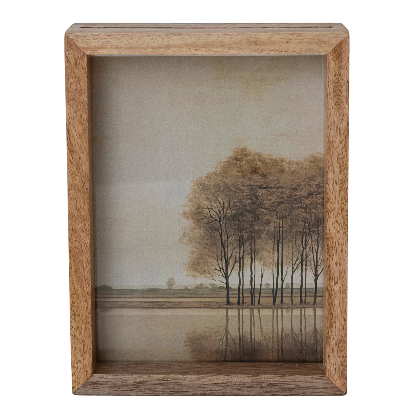 Mango Wood & Glass Floating Two-Sided Photo Frame