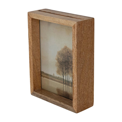 Mango Wood & Glass Floating Two-Sided Photo Frame