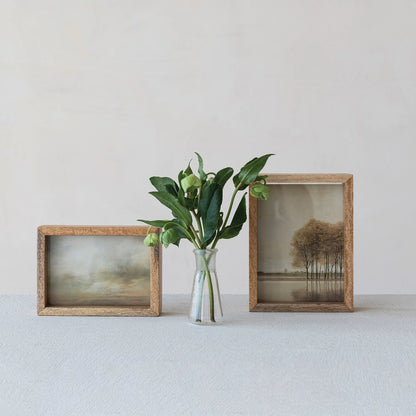 Mango Wood & Glass Floating Two-Sided Photo Frame