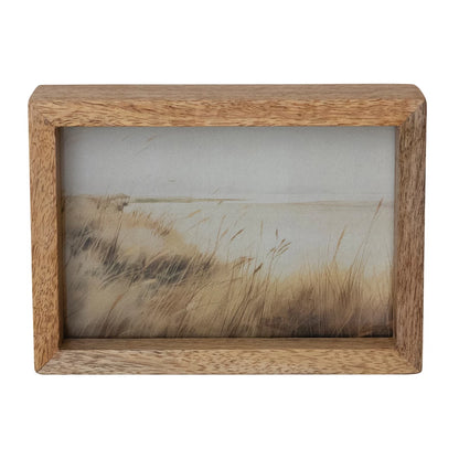 Mango Wood & Glass Floating Two-Sided Photo Frame