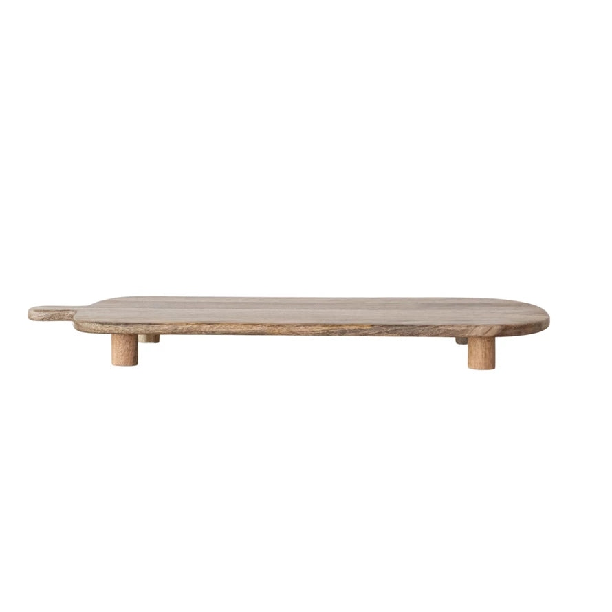 Mango Wood Footed Cheese/Serving Board with Handle