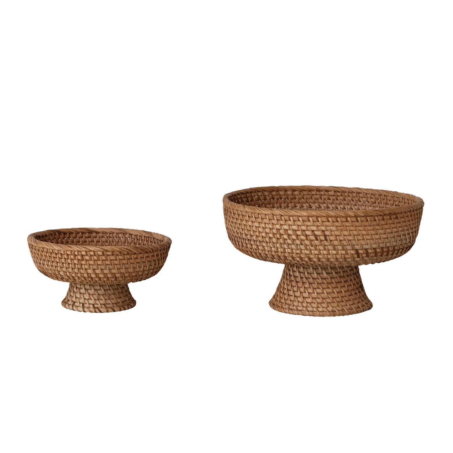 Decorative Hand-Woven Rattan Footed Bowls