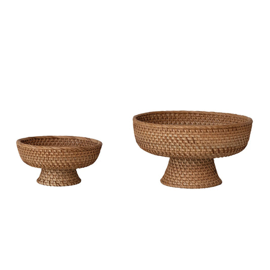 Decorative Hand-Woven Rattan Footed Bowls
