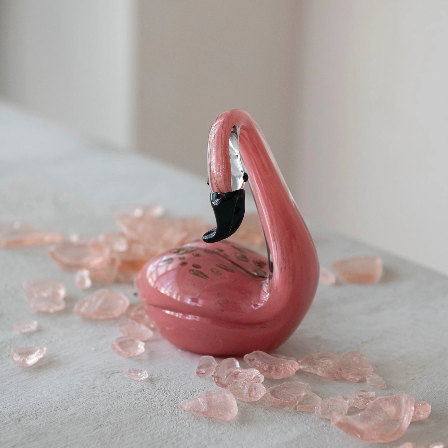 Hand-Blown Art Glass Flamingo