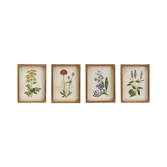 Wood Framed Floral Wall Decor