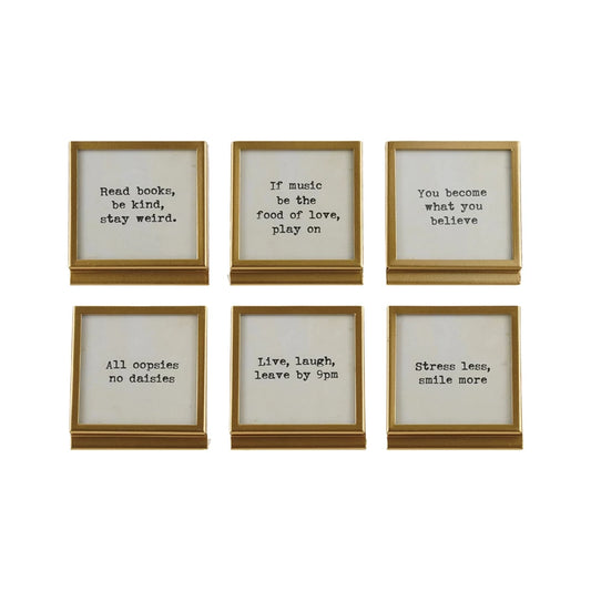 Metal & Glass Frame with Easel & Saying