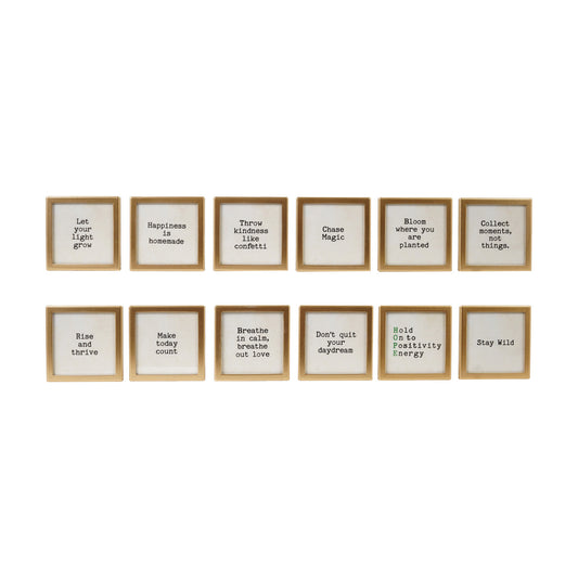 Metal & Glass Framed Magnet with Saying