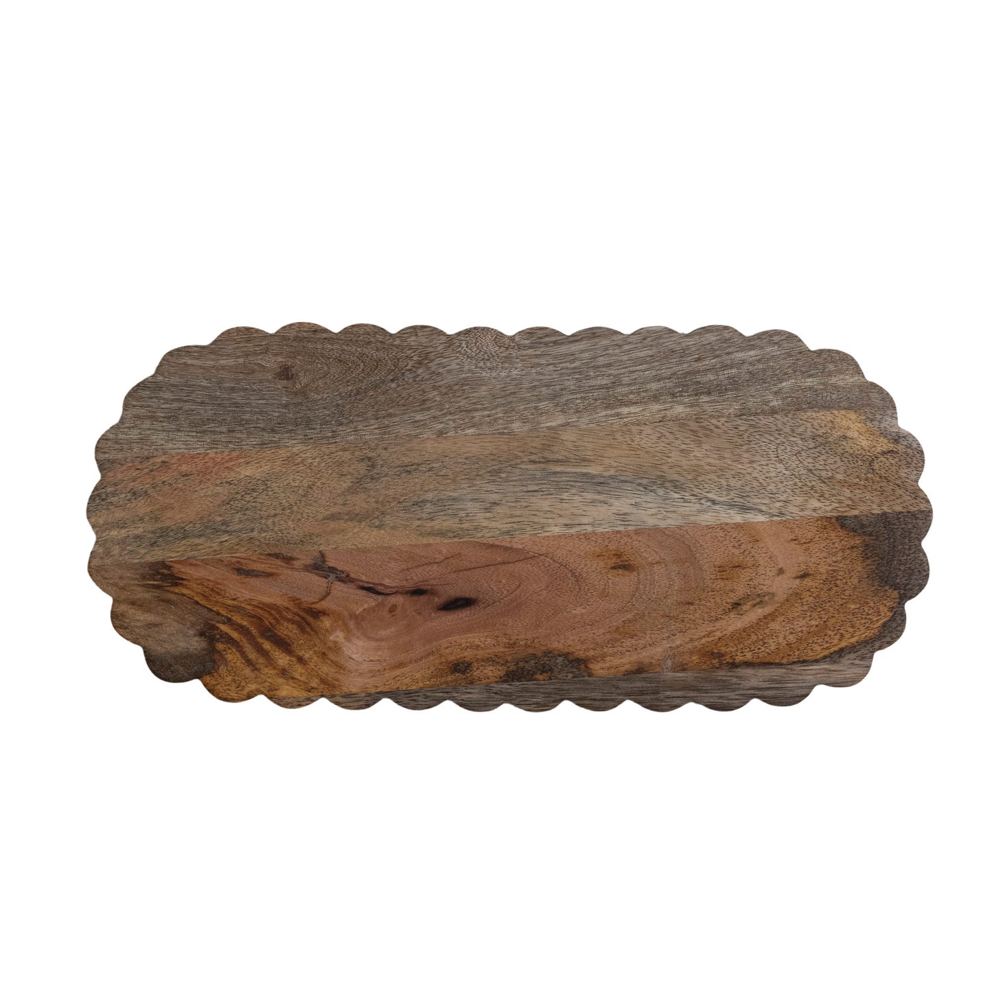 Oval Mango Wood Scalloped Cheese Serving Board