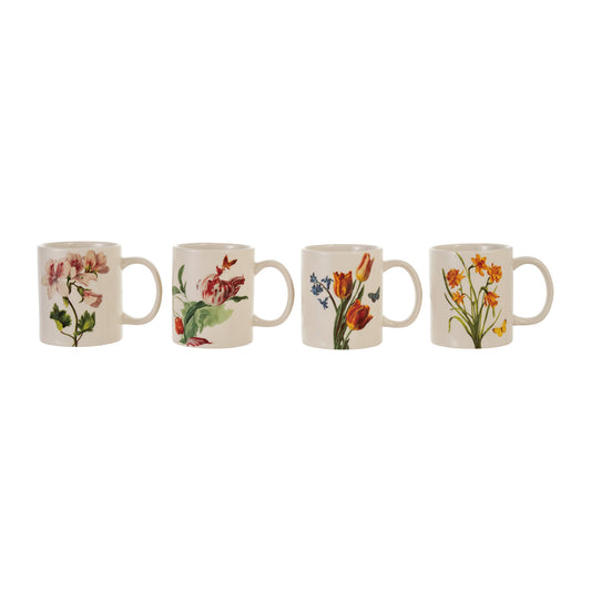 Stoneware Mug with Flowers