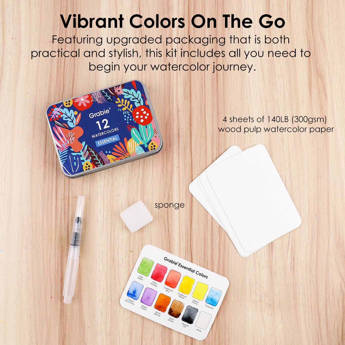 Essential Colors Watercolor Pocket Set With Brush