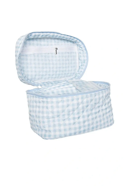 Light Blue Plaid Makeup Bag